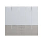 Glass White wardrobe with Glass Pebble Grey centre drawers