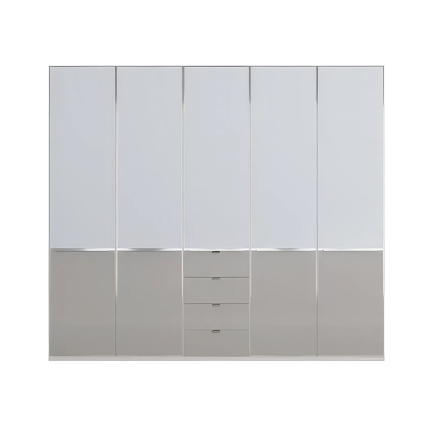 Glass White wardrobe with Glass Pebble Grey centre drawers