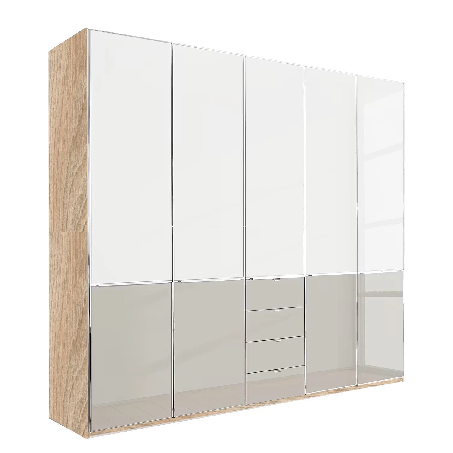 German-made 5 door wardrobe with integrated drawer unit