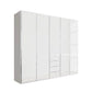 Wiemann Santa 250cm 5 Doors & 4 Drawers Combi Wardrobe in Glass White