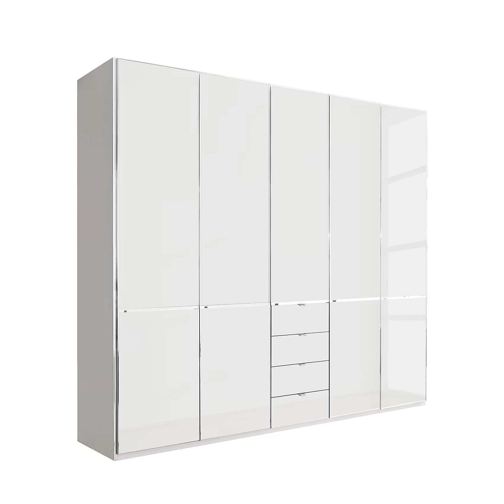 Wiemann Santa 250cm 5 Doors & 4 Drawers Combi Wardrobe in Glass White