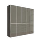 Premium Wiemann Santa Cruz Style 250cm 5 Doors & 5 Drawers Combi Wardrobe in Havana Glass, Has Chrome Handles and Strips