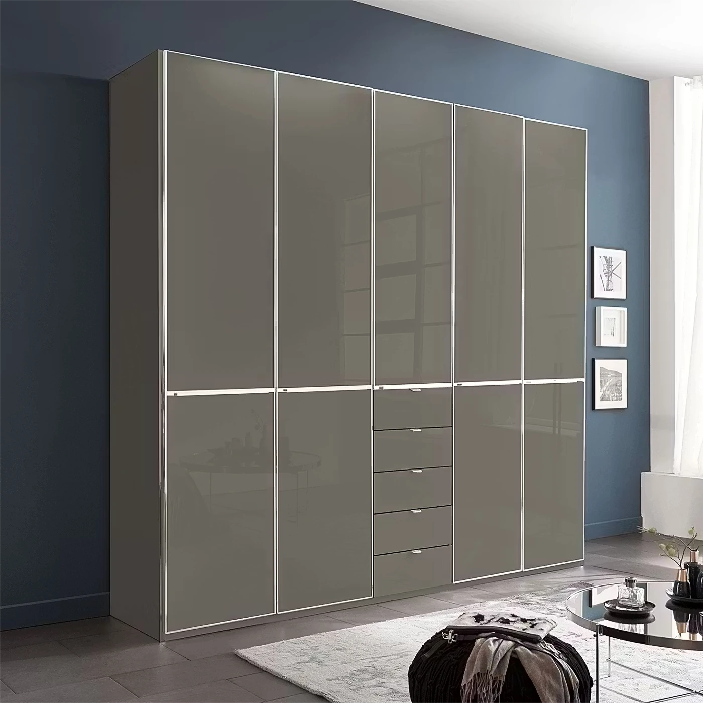 Wiemann Shanghai 2 Santa 250cm 5 Doors & 4 Drawers Combi Wardrobe in Havana