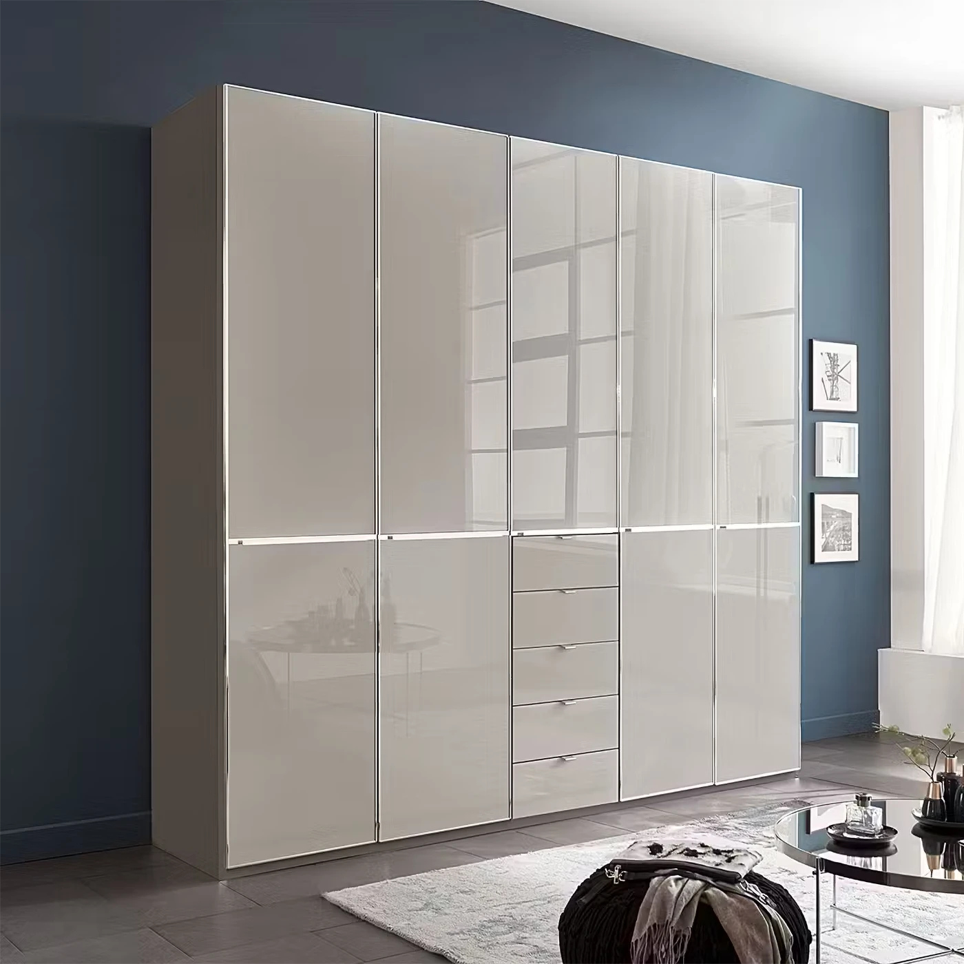 Wiemann Santa 250cm 5 Doors & 5 Drawers Combi Wardrobe in Pebble Grey