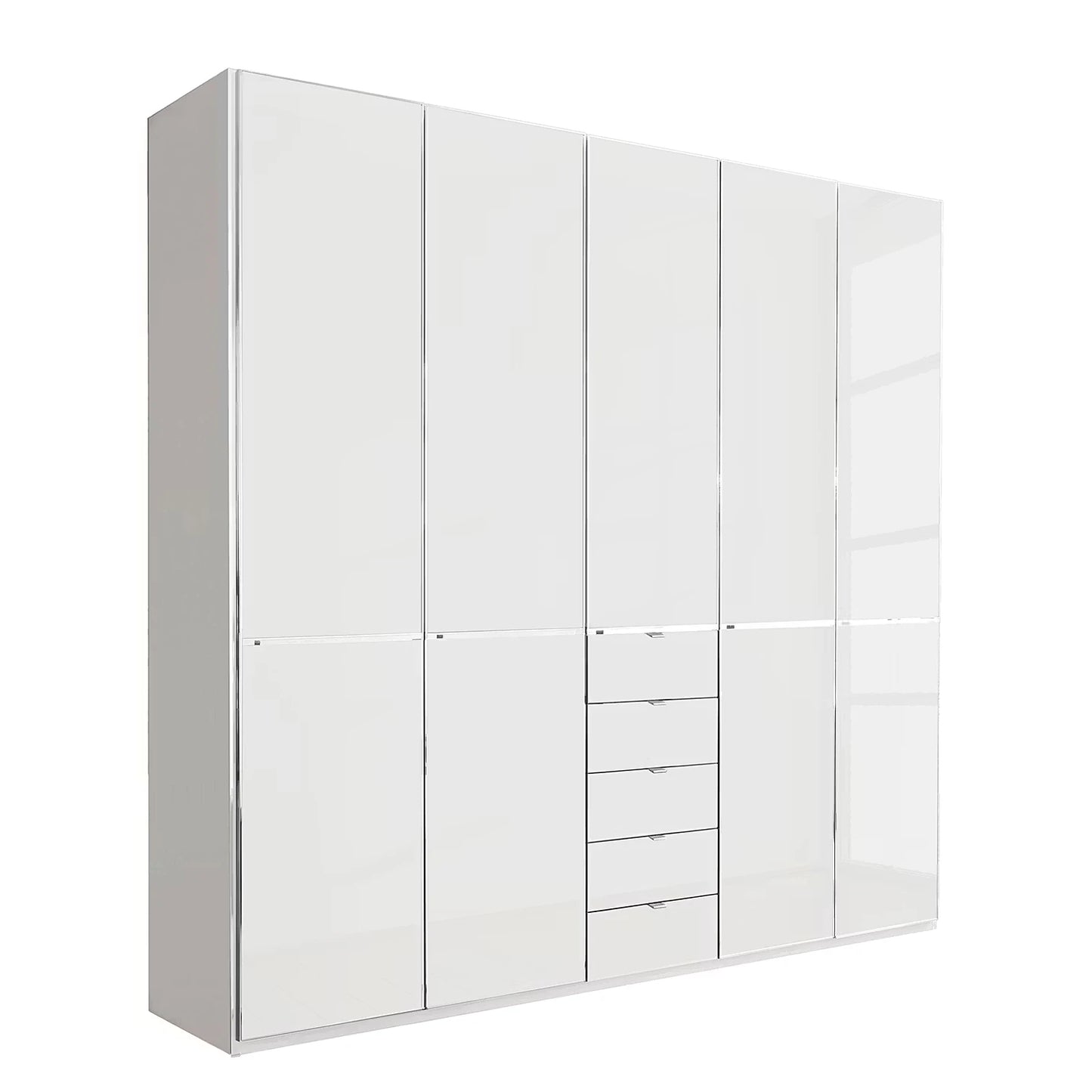 Wiemann Santa 250cm 5 Doors & 45Drawers Combi Wardrobe in Glass White