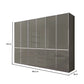 Wiemann Santa 300cm 6 Doors & 4 Drawers Combi Wardrobe in Havana Glass, shown with dimension lines indicating 216 cm height, 295.2 cm width, and 58 cm depth on a white background.