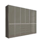 Wiemann Santa 300cm 6 Doors Combi Wardrobe with 5 Drawers in the Middle in Glossy  Havana Glass Finish