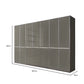 Wiemann Santa 350cm Combi 7 Doors Wardrobe With Drawers in Havana Glass shown on a white background with dimension lines and labels indicating height 236 cm, width 344,2 cm, and depth 58 cm.