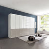 A large modern Wiemann Santa 350cm 7 Doors Drawers Combi Wardrobe in White & Pebble Grey