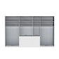 Wiemann Santa 350cm Combi 7 Doors Wardrobe With Drawers Internal closet organiser with multiple shelves, two hanging rods, and a central drawer section, shown on a plain white background with small dimension labels.