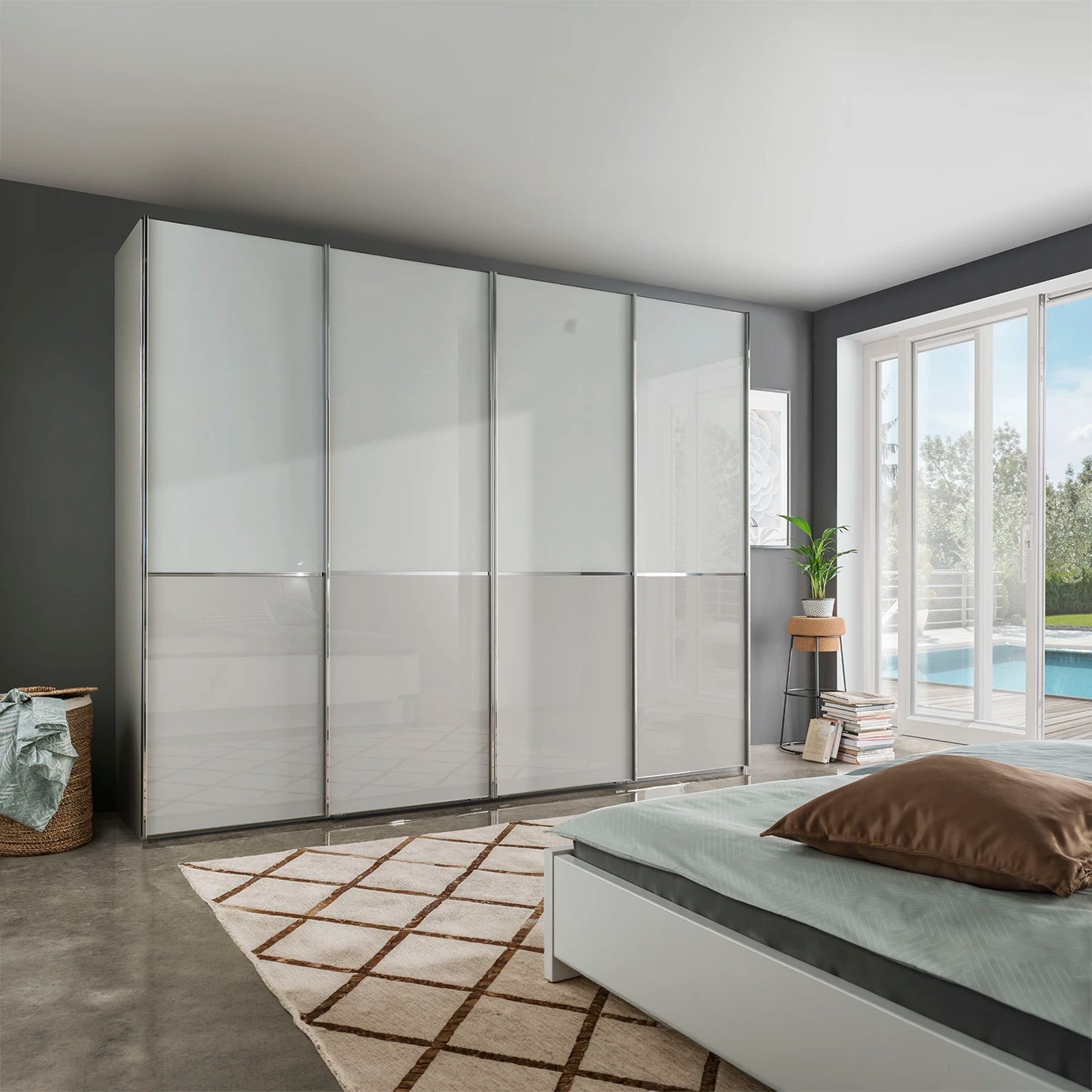 Wiemann Santa 4 Door Sliding Wardrobe in Pebble Grey