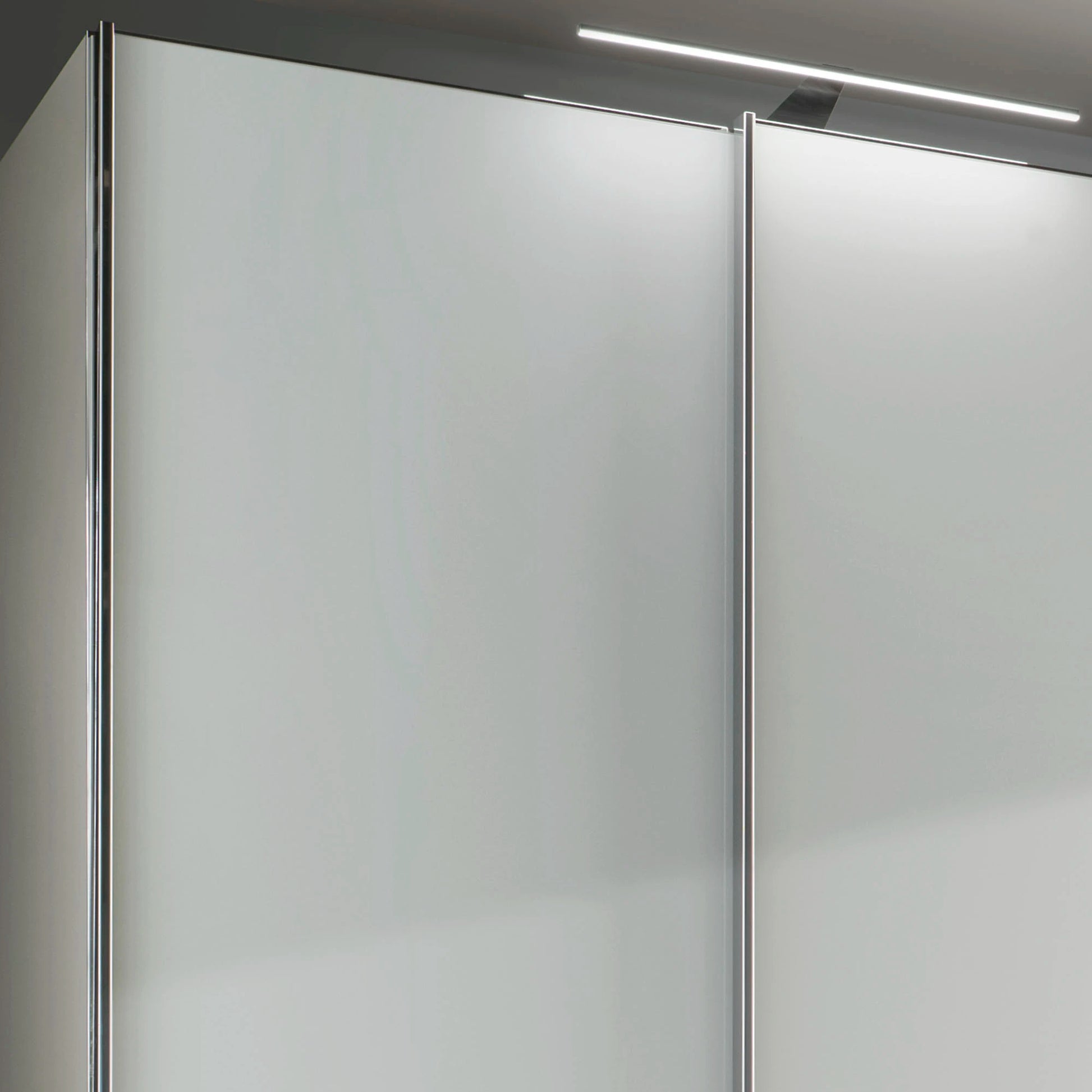 Pebble Grey wardrobe with Glass White and Glass Pebble Grey panels