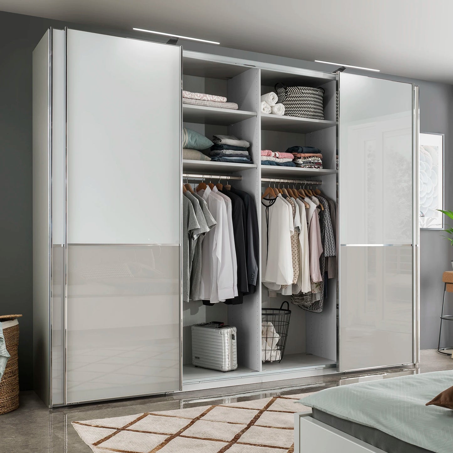 Wiemann Santa 300cm sliding wardrobe with chrome cross-trim