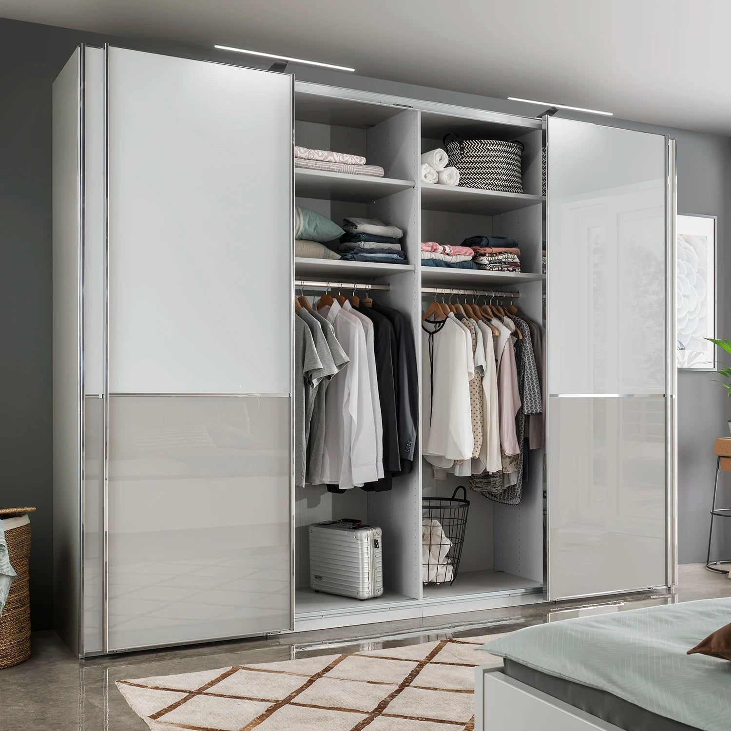 Wiemann Santa 300cm sliding wardrobe with chrome cross-trim
