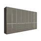 A modern Wiemann Santa 400cm Large 8 Doors Wardrobe with 8 Drawers in Havana Glass Height 216cm