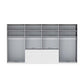 A modern Wiemann Santa 400cm Large 8 Doors Wardrobe with 8 Drawers in Havana Glass Height 216cm Wardrobe Interior  with multiple shelves, two hanging rods, and two sliding doors, shown on a plain white background with some dimension markings.