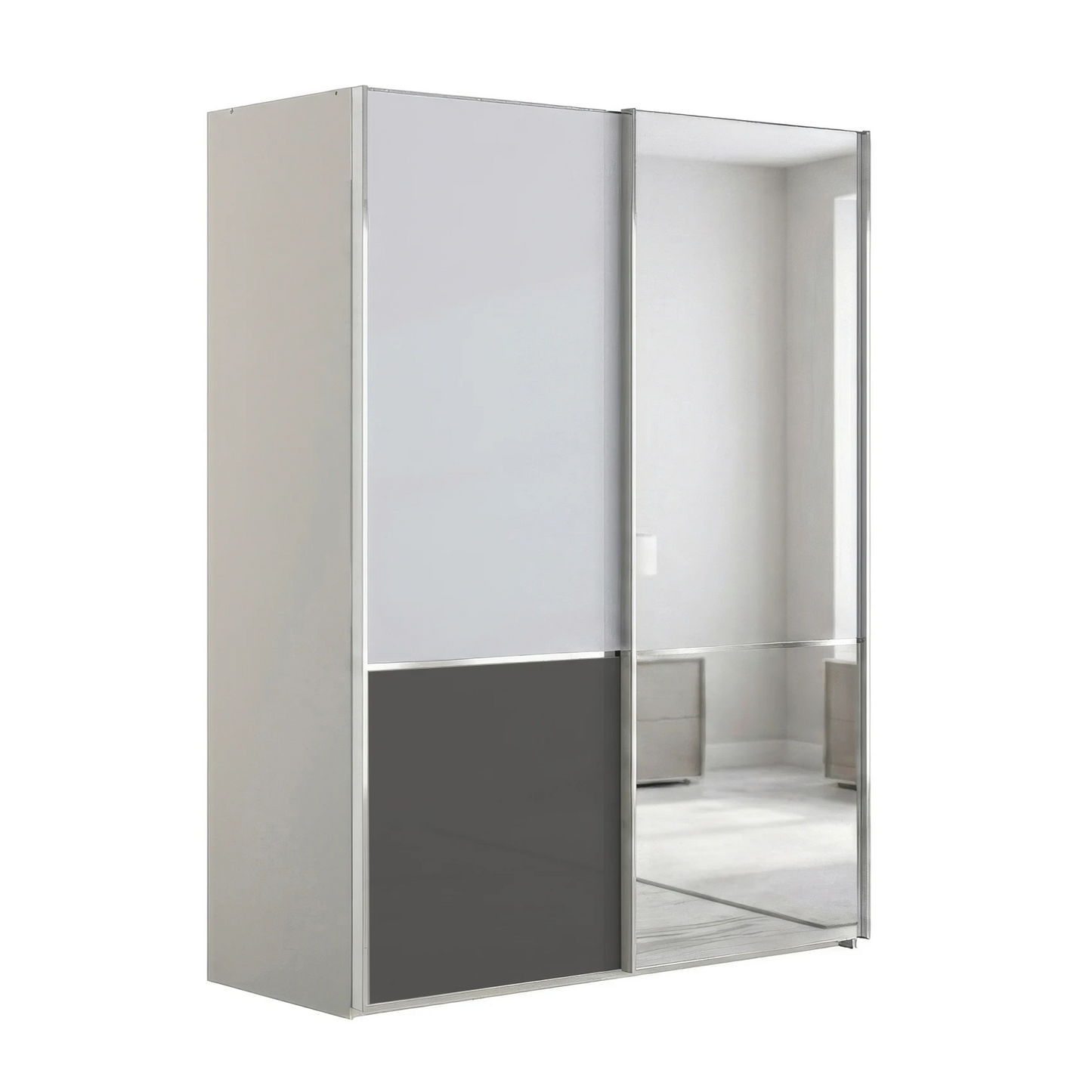 Wiemann Santa 150cm 2 Doors Sliding Wardrobe in White and Pebble Grey