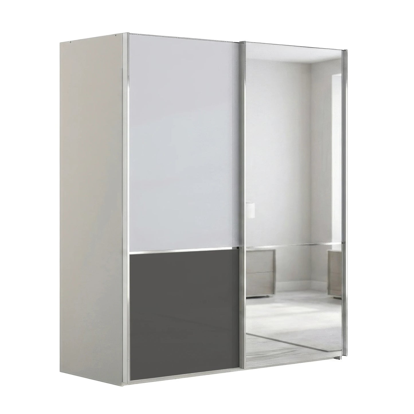 Wiemann Santa 200cm 2 Doors Sliding Wardrobe in White & Pebble Grey
