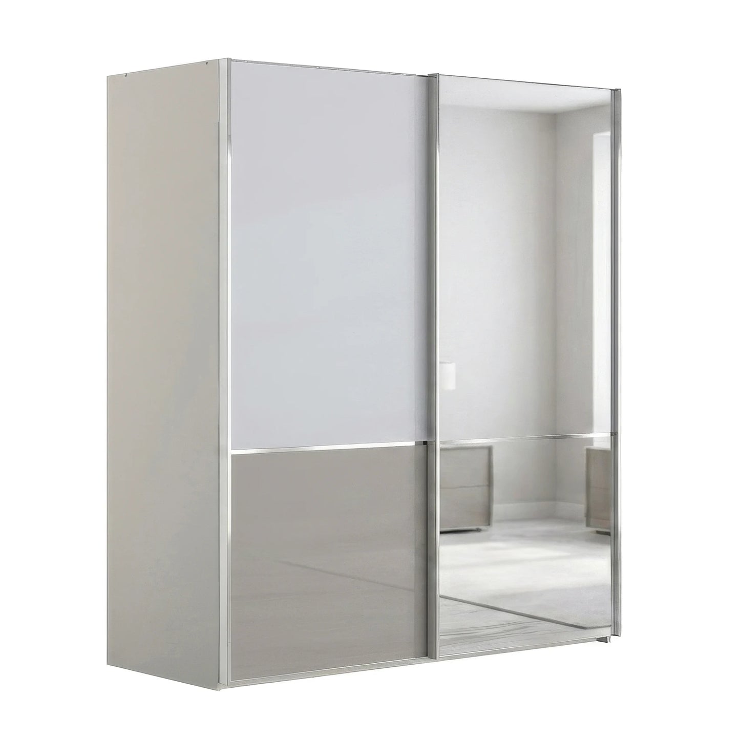 Wiemann Santa 200cm 2 Doors Sliding Wardrobe in White & Pebble Grey