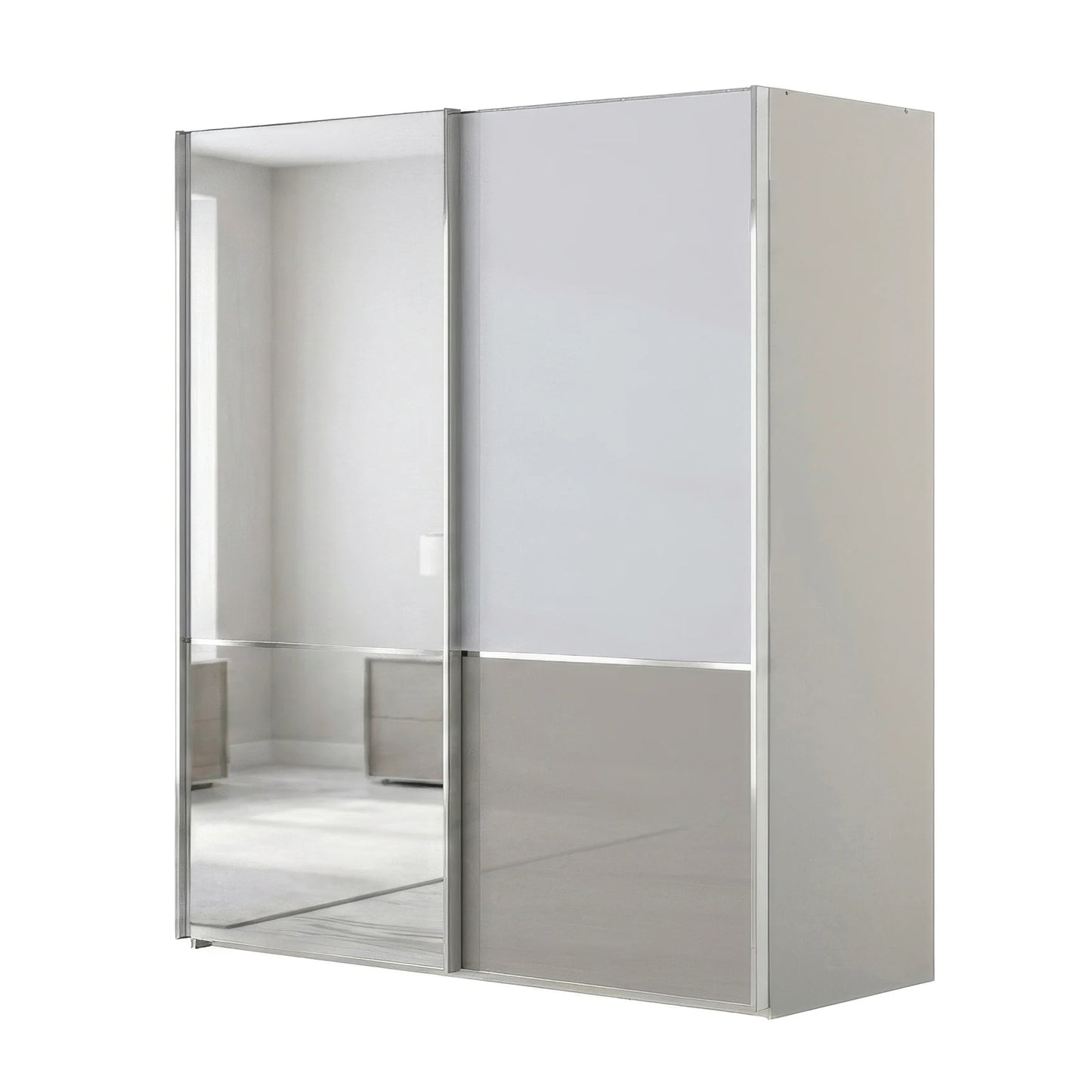 Wiemann Santa 200cm 2 Doors Sliding Wardrobe in White & Pebble Grey