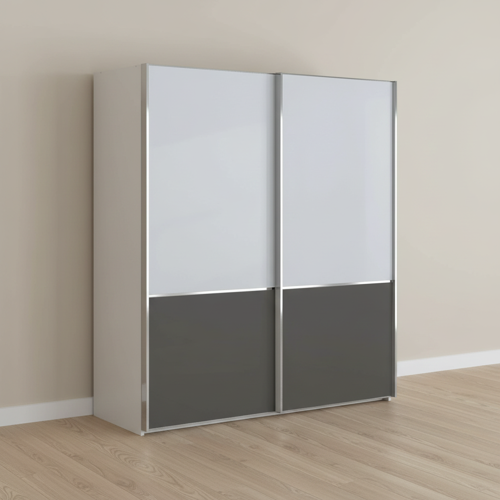 Wiemann Santa 200cm 2 Doors Sliding Wardrobe in White & Pebble Grey