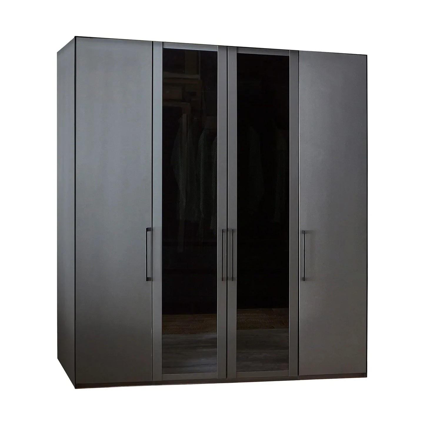 Wiemann Stylo 4 Door 200cm Wardrobe – Graphite & Glass Front