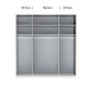 Wiemann Stylo 4 Door 200cm Wardrobe – Graphite & Glass Front - Interior View With Dimensions