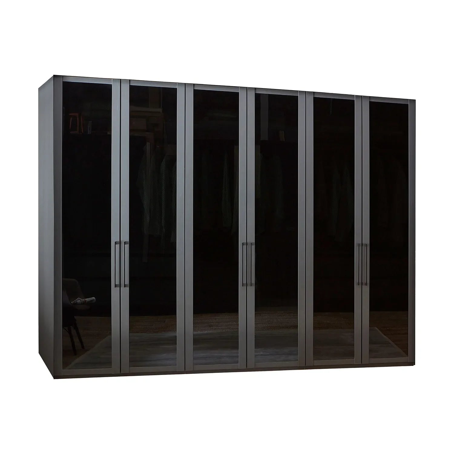 Wiemann Stylo Transparent Black Glass 6 Door Wardrobe Width 300cm