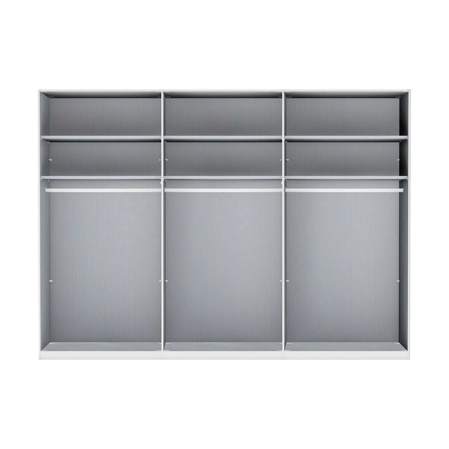 Internal Interior of Wiemann Stylo 6 Door Transparent Black Glass Wardrobe – 300cm