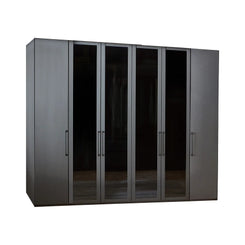 Wiemann Stylo 6 Door Wardrobe Graphite & Transparent Glass Front - W250cm