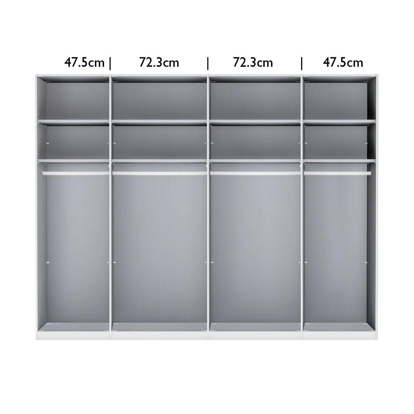 Interior Details of Wiemann Stylo 6 Door Wardrobe Graphite & Transparent Glass Front - W250cm