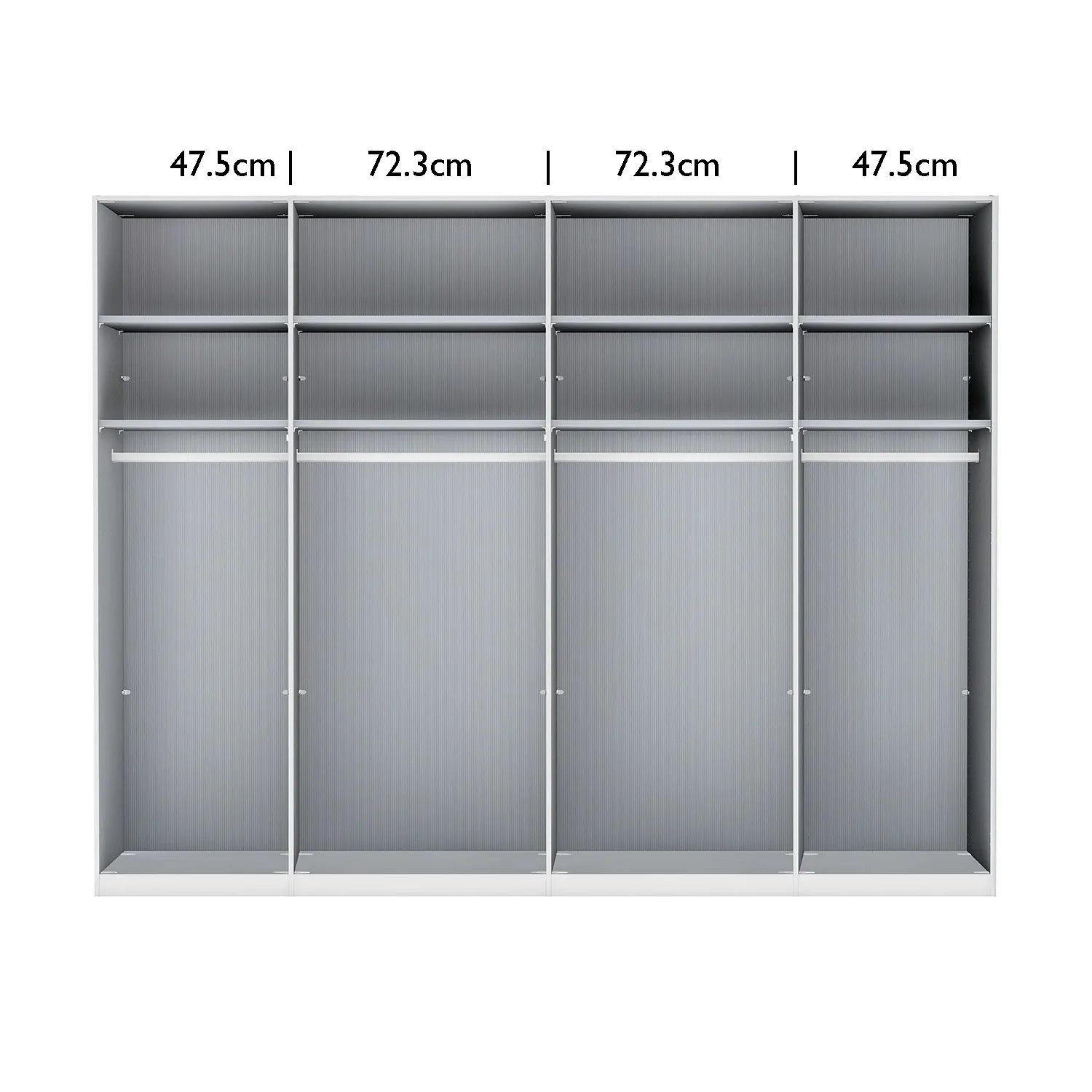 Interior Details of Wiemann Stylo 6 Door Wardrobe Graphite & Transparent Glass Front - W250cm