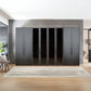Wiemann Graphite 8 Door Hinged Wardrobe, Middle 3 Glass doors are with Transparent Glass Front, Dimensions Width 400cm , Height is choice of 216cm or 236cm 