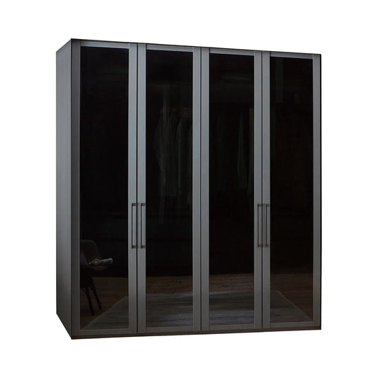Wiemann Stylo Transparent Black Glass 4 Door Wardrobe – Width 200cm