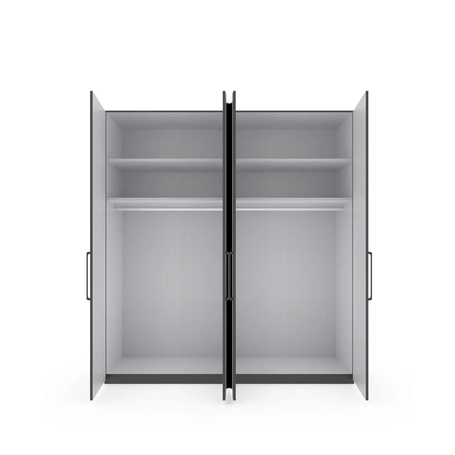Interior details of  Wiemann Stylo Transparent Black Glass 4 Door Wardrobe Width 200cm Height 216cm or 236cm 