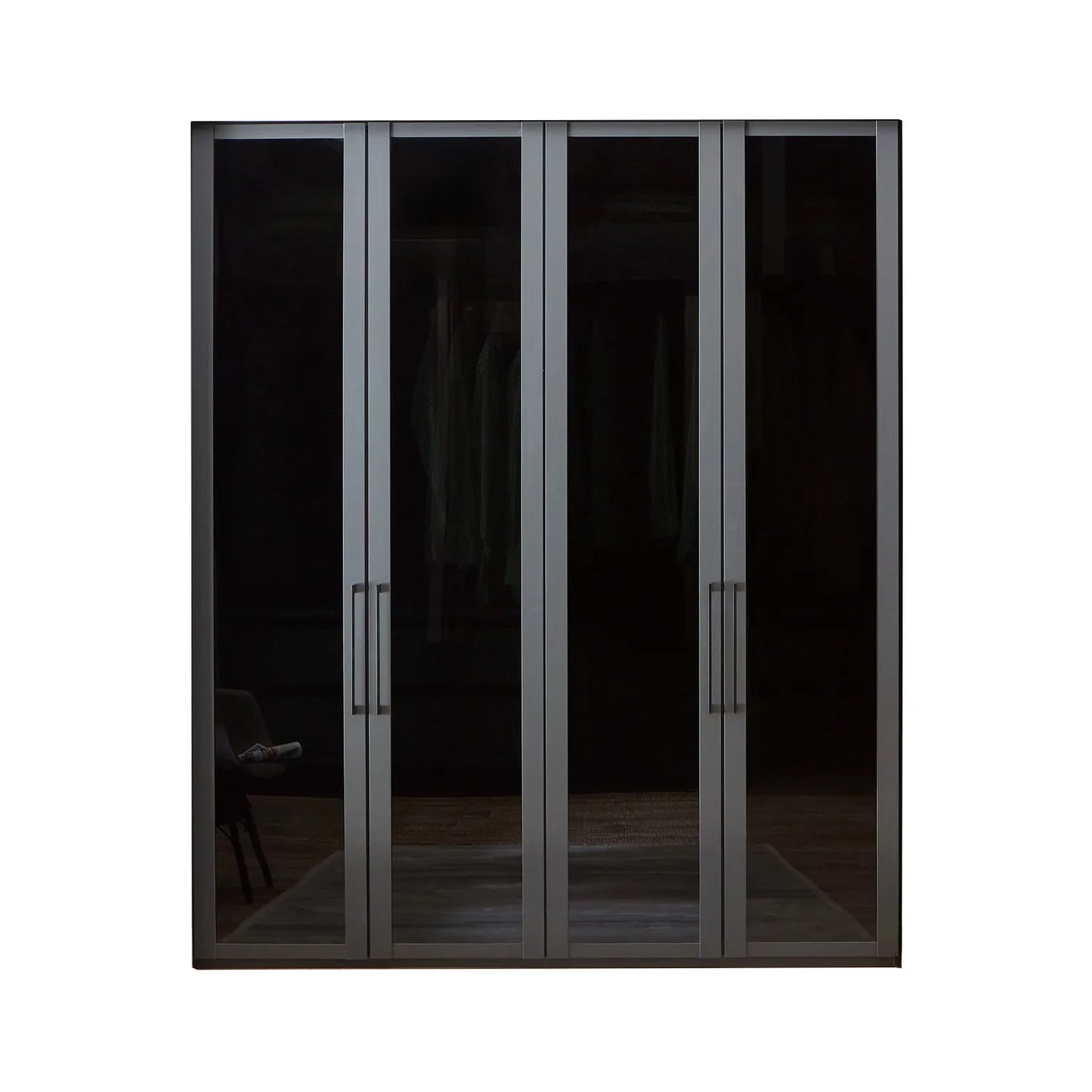 Black Glass Front Wiemann Premium 4 Door Wardrobe