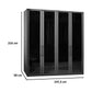 Dimensions of Lifetsyle Image of Wiemann Stylo Transparent Black Glass 4 Door Wardrobe Width 200cm Height 216cm 