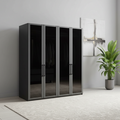Wiemann Stylo Transparent Black Glass 4 Door Wardrobe – 200cm
