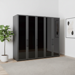 Wiemann Stylo Transparent Black Glass 5 Door Wardrobe – 250cm