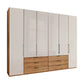 Templin 2000 Bianco Oak Carcase 6 Door 6 Drawer Wardrobe - W300cm - Side Angle View
