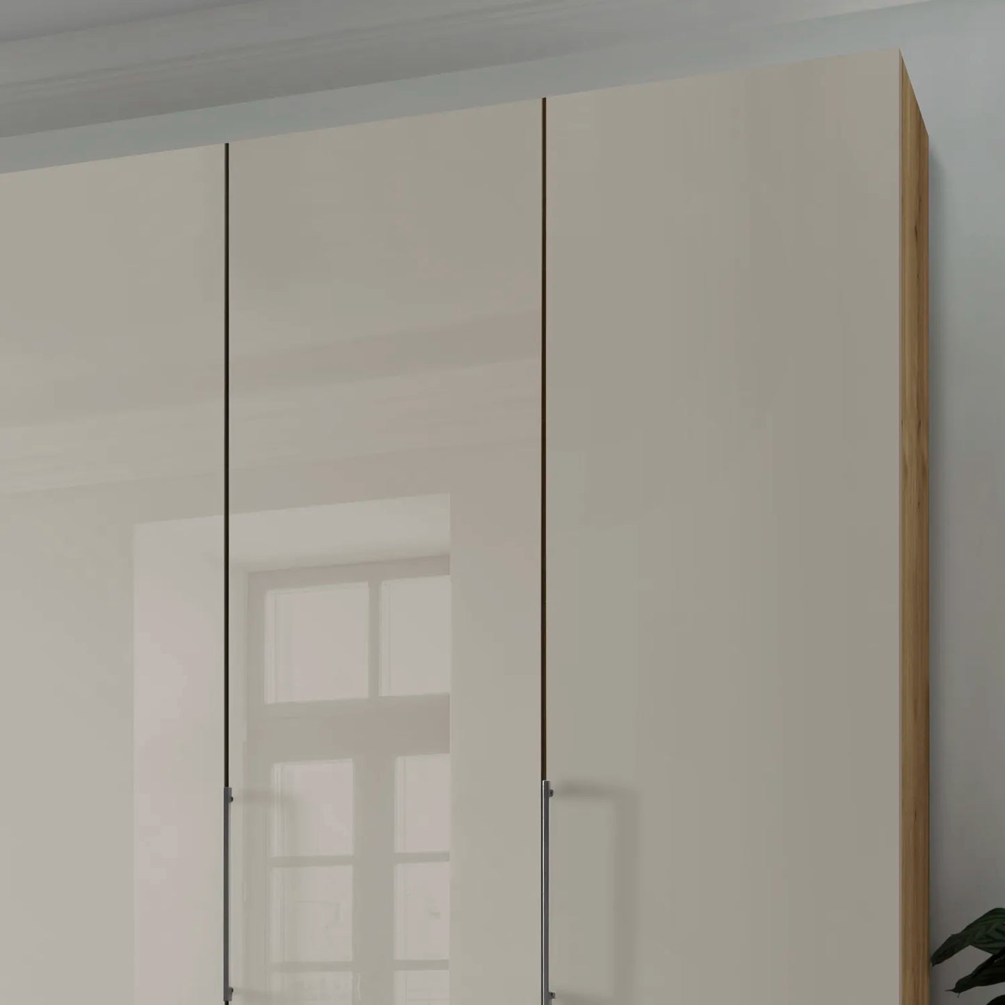 Templin 2000 Bianco Oak Carcase 6 Door 6 Drawer Wardrobe - W300cm - Closeup View