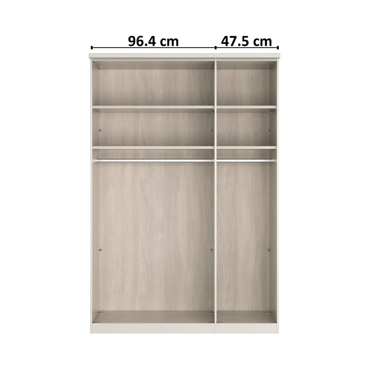 Wiemann Truro 150cm Wide 3 Door Hinged Wardrobe with Cornice Interior details