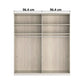 Wiemann wardrobe Interior, three interior shelves, and one horizontal hanging rod, shown with dimension labels indicating 96.4 cm width at the top.