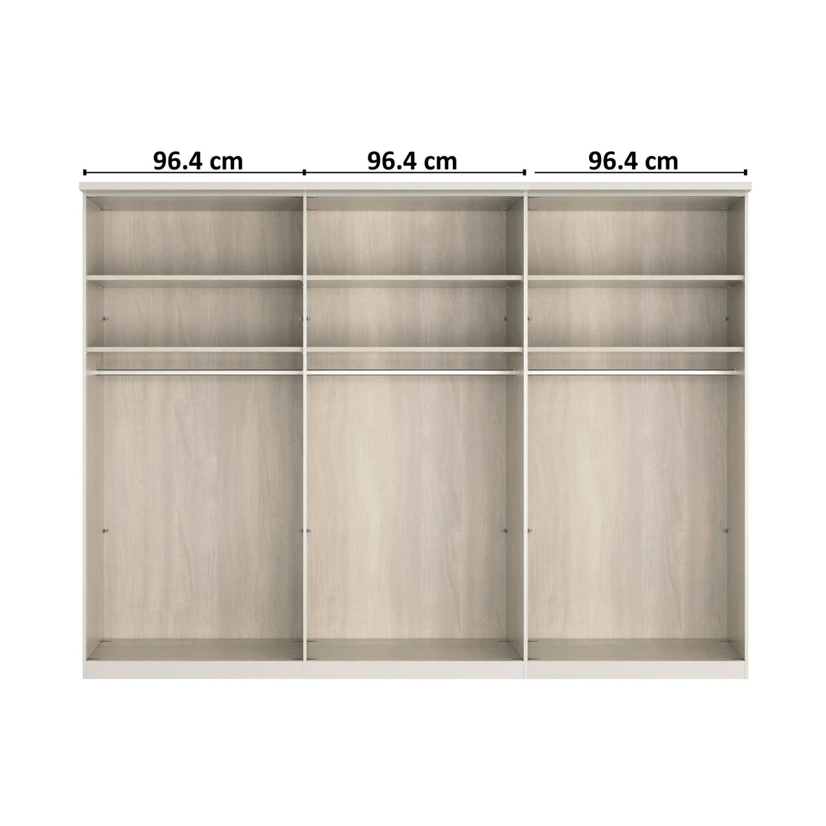 Interior details of Wiemann Truro Large 6 Door Hinged Wardrobe with Oak Cornice Width 300cm Height 220cm