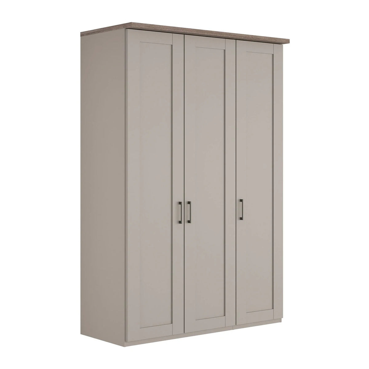Wiemann Truro 150cm Wide 3 Door Hinged Wardrobe in Pebble Grey With Oak Cornice 
