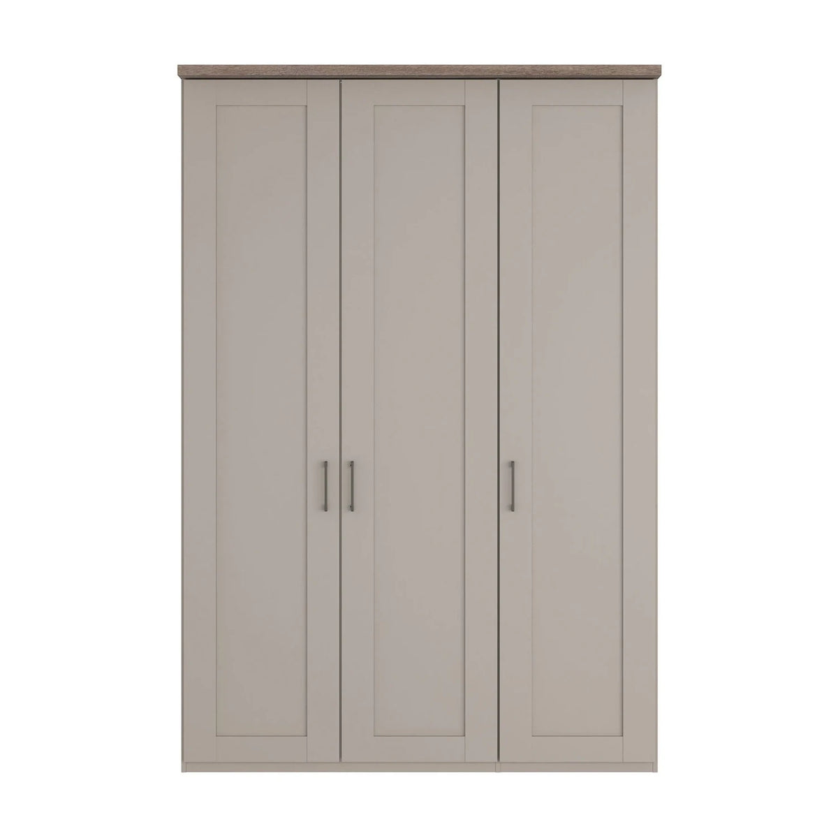 Wiemann Truro 150cm Wide 3 Door Hinged Wardrobe in Pebble Grey With Oak Cornice 
