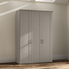 Wiemann Truro 150cm Wide 3 Door Hinged Wardrobe in Pebble Grey With Oak Cornice 
