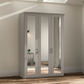 Wiemann Truro 150cm Wide 3 Door Hinged Wardrobe in Pebble Grey With Oak Cornice and Mirror on all doors