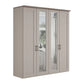 A tall four-door Wiemann Truro Pebble Grey Colour wardrobe , featuring two Mirror doors with dark metal handles and two solid inner doors. The wardrobe is shown against a plain white background.