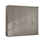 A 5 door 250cm Wide Wiemann Truro Shaker style wardrobe in Peeble Grey Finish with Dark Rustic Oak Cornice